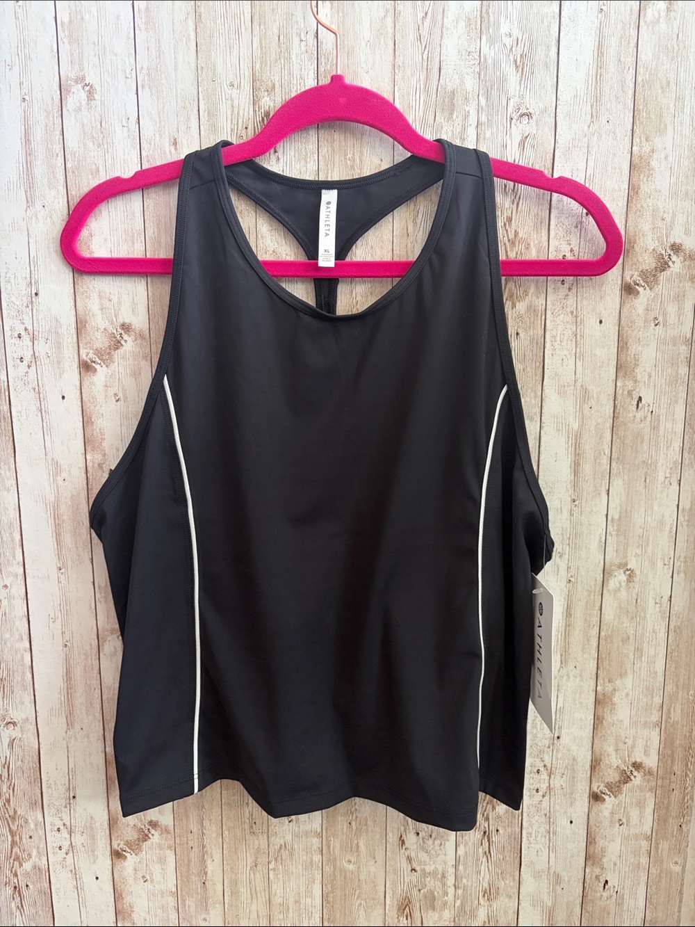 Athleta Lightning Tank black with White Piping